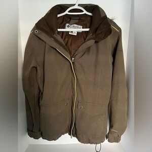 Columbia Titanium Brown Faux Fur Trim Hooded Gorpcore Winter Parka Jacket